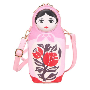 Bolsos de hombro de muñecas rusas creativas para mujer, bolso cruzado de teléfono de cuero PU para mujer, bolsos portátiles para niñas, monedero - Product Image 6