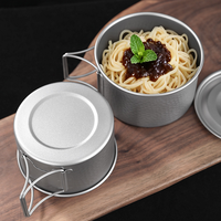 Bol en titane de 600 ml, ultraléger, avec poignées pliables, pour la randonnée, le camping, la cuisine en plein air