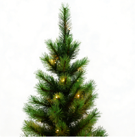 Sapin de Noël artificiel en épicéa bleu 7,5 pieds, fin, pré-éclairé, LED blanc chaud, écran d'affichage, 500-1000 LED, pliable, gain de place, pour intérieur