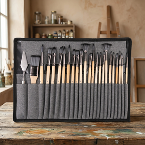 Boyi Xuan HB-207 – Lot de 24 pinceaux à huile à manche en bois et poils en nylon pour l'art, l'acrylique et la peinture sur toile – Vente en gros - Product Image 4