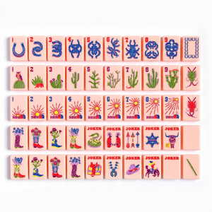 Juego de Fichas de Mahjong con Temática Occidental, Acrílico Duradero, Patas Metálicas Plegables, Estilo Clásico para 2 Jugadores - Product Image 1