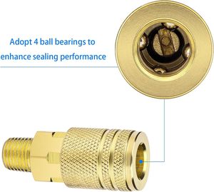 2 пары 1/4 "NPT M-Style высокопоточные латунные быстросоединительные фитинги для воздушных шлангов новые промышленные соединители для воздушных компрессоров OEM - Product Image 3