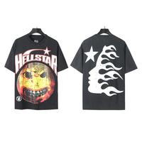 Kaos Streetwear Eropa Amerika Berkualitas Tinggi Impor, 230g Katun Dicuci, Model Longgar, Lengan Pendek, Bermotif