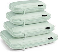 Lot de 4 cubes de compression légers pour voyages, organisateurs de bagages avec maille respirante et double fermeture éclair pour bagages à main et valises