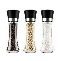 Bouteille en verre haute avec moulin en plastique, kit moulin à sel et poivre en plastique, bouteille en verre transparente avec bouchon moulin en plastique