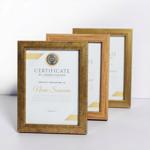 Nordic <b>Frame</b> <b>Gold</b> Certificate Photo <b>Frame</b> Rectangle Wood Vertical Wall Mount Display Acrylic Front Embossing Printing 1 Color - Product Image 2