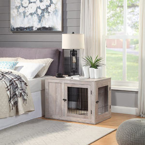 Modern dekoratif <span class=keywords><strong>Pet</strong></span> mobilya ahşap tel <span class=keywords><strong>Pet</strong></span> House köpek kafesi ahşap mobilya tarzı köpek sandık - Product Image 3