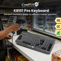 Keyboard Mekanik Nirkabel KB101 Baru dengan Pembaca Kartu Magnetik Terintegrasi, Ukuran Penuh, Plug and Play, Tahan Tumpahan untuk Penggunaan Desktop