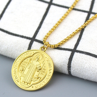 Catholique Saint Benoît Médaillon Pendentif Collier À La Mode En Alliage De Métal San Benito Collares Ras Du Cou Lien Porte-clés Cadeau En Gros