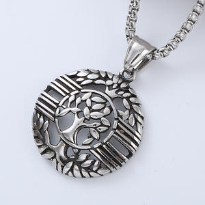 เทรนด์วินเทจผู้ชายสแตนเลสสไตล์พังก์ต้นไม้แห่งชีวิตข้ามฮิปฮอปสร้อยคอจี้โซ่ยาว - Product Image 4