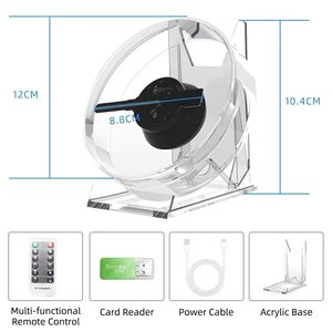 Cross-border OEM 3D Holographic Fan 12cm Christmas Ornaments <strong>Projection</strong> Music Advertising Machine <strong>Mobile</strong> Phone <strong>APP</strong> Remote - Product Image 2