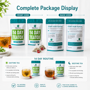 Thé <span class=keywords><strong>d</strong></span>étoxifiant aux herbes Teatox 14 jours – Sachets de thé pyramidaux Jour et Nuit – Mélange bien-être personnalisé – Fabricant OEM sous marque privée - Product Image 4