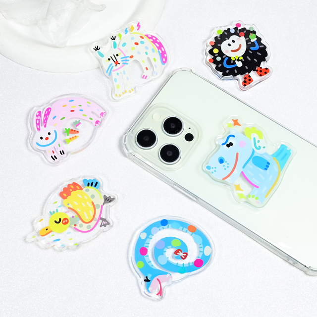 Hot Sale Custom Eco-Friendly Acrylic Animal Cartoon Phone Holder Grips with Cute Design