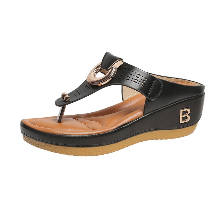 Women Flip Flop Slippers Summer Beach Flat Casual Wedges Shoes Plus Size Sandals