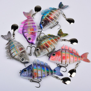 Nuevo señuelo de pesca de <span class=keywords><strong>7</strong></span> secciones, 9 cm, 24,6 g, de hundimiento lento, multiarticulado, con aspas giratorias, señuelo metálico tipo minnow para lubina y lucioperca. - Product Image 5