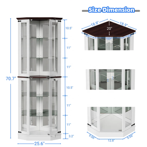 Vitrine d'angle moderne de luxe blanche avec porte en verre, étagère à <span class=keywords><strong>vin</strong></span> LED, présentoir pour objets de collection, mobilier de bar à domicile, salon - Product Image 3