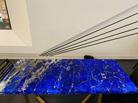 Table basse moderne de luxe en granit bleu Quartzite naturelle onyx transparent rétroéclairée pierre Luni marbre avec 1 an de garantie