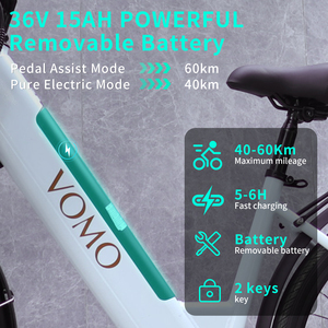จักรยานไฟฟ้า VOMO city รุ่น Electric City Bike ขนาด 28 นิ้ว โครงอะลูมิเนียมอัลลอยด์ มอเตอร์ฮับหลัง 250 วัตต์ เกียร์ 7 สปีด หน้าจอ LCD แบตเตอรี่ลิเธียมในตัว - Product Image 4