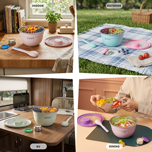 Nayad 64oz Tazones Para Mezclar Ensaladas Tamaño Grande Premium Acero Inoxidable 18 8 Divisor Compartimentos Stock Listo Almuerz - Product Image 3