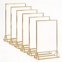 Support de Présentation de Cartes de Table Double Face en Acrylique Poli Or, Personnalisable pour Restaurants, Cafés et Promotions Commerciales