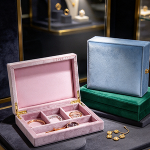 Boîte de rangement à bijoux à grande capacité pour la maison, en velours, vente en gros de boîtes à bijoux de haute qualité - Product Image 1