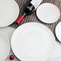 Assiettes plates en céramique blanches de gros, 7, 8, 9, 10, 12, 14 pouces, en porcelaine, pour steak, avec logo personnalisé imprimé, pour restaurant