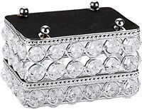 Boîte à bijoux en cristal avec pieds, coiffeuse à domicile, boîte de rangement pour bijoux en perles de diamant décorées