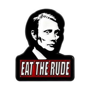 Pin Bros Enamel Kreatif EAT Rude, Paduan Seng, Karakter Film Kriminal Teror Klasik, Lucu, Berlapis Nikel Hitam, Bentuk 3D Tidak Beraturan - Product Image 6