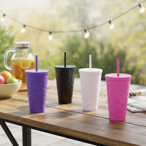 Bicchieri di Plastica Colorati 10x177CM con Cannuccia per Vendita all'Ingrosso e al Dettaglio per Bevande - Product Image 3
