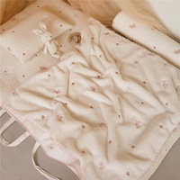 Selimut Bayi Flanel Baru Lahir Motif Lucu Hadiah Baby Shower Bordir Fleece Pola Hewan Selimut Anak Lembut Flanel