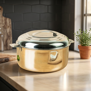 Casserole en acier inoxydable avec couvercle, 24 cm, ronde, durable, design moderne, passe au lave-vaisselle, compatible gaz et induction - Product Image 4