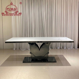 Muebles FUMAI, Mesa Moderna para Hotel con Tapa de MDF, Base de Metal Dorado, Diseño Contemporáneo para Bodas y Eventos - Product Image 5