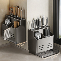 Organisateur de comptoir de cuisine, support à couteaux, porte-baguettes et boîte de rangement pour cuillères, égouttoir mural sans perçage pour la maison