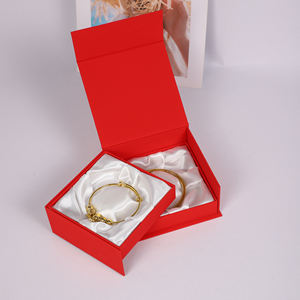 Boîte à bijoux en papier rouge à deux niveaux SUNNY PACK, dernier design, logo personnalisé, boîte de rangement pour bracelets, emballage pour bijoux - Product Image 2