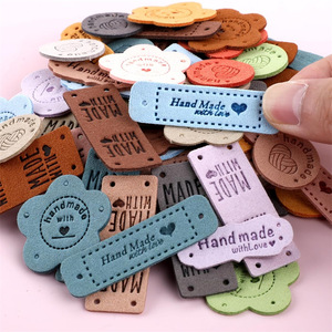 Youjia Suede Leather Label Rectangle Two-Hole Embossed Handmade Heart <b>Clothing</b> Apparel <b>Tags</b> - Product Image 4