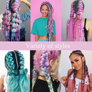 26 Inches Prestretched Braiding Hair Ombre Purple to <strong>Pink</strong> Pre Stretched <strong>Braids</strong> for Women Hair Extension - Product Image 5