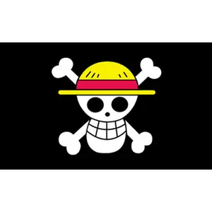 Topi jerami 150 poliester gaya terbang 90 * 100% kaki 3x5ft topi bajak laut satu potong bendera Luffy