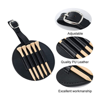 Organisateur de tees de golf en cuir avec sangle, accessoire de sac, support à 5 fentes avec boucle élastique, couleur Tan Noir, personnalisable OEM
