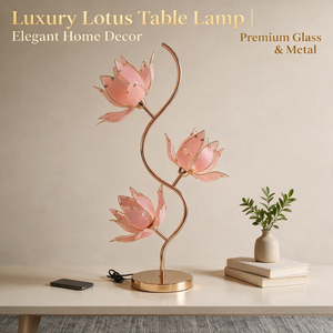 Golden Lotus Flower <b>Table</b> <b>Lamp</b> Pink Glass <b>Shade</b> Metal Base Modern Decorative LED Bedside Light <b>for</b> Bedroom - Product Image 3