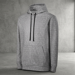 <b>Men</b> <b>Grey</b> Regular Fit Hooded <b>Sweatshirt</b> Solid Color Casual Cotton French Terry Pocket Long Sleeve Autumn Wear - Product Image 5
