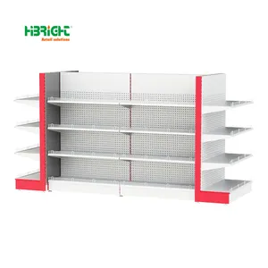 Custom Heavy Duty White Panel Display Rack American Style Supermarket Shelves