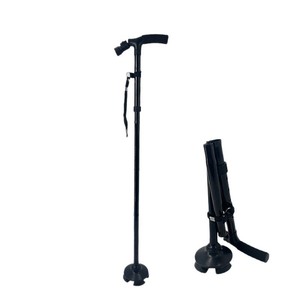 Canne à quatre pieds éclairée en alliage d'aluminium, réglable en hauteur, pour la rééducation et l'aide à la marche des seniors - Product Image 4