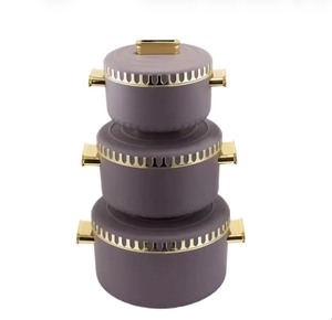 Contenedor de Almacenamiento de Alimentos con Tapa Hermética, 2.6L, 4.7L, 6.8L, Interior de Acero Inoxidable, Borde Corona, Acabado Mate Sólido, Termo para Comida Caliente, Juego de 3 Piezas para Banquetes - Product Image 2
