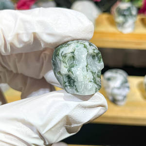 Productos de Sanación Espiritual a Precio de Fábrica, Piedra Fengshui, Cristales Reales, Calaveras Pequeñas de Ágata Musgosa para Decoración - Product Image 4