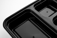 Contenants alimentaires jetables de luxe Richfull pour micro-ondes, en plastique, 32 oz, base noire, avec couvercles, 1-2-3 compartiments pour repas