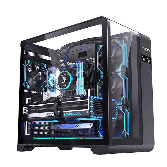 Lovingcool Wholesales New Designed ATX Tempered Glass RGB Cooler Chassis Mid Tower PC Case Black Gaming Computer PC Cabinet