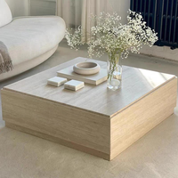 Table basse carrée en travertin naturel minimaliste nordique Mobilier de maison portable au design moderne de luxe pour les petits espaces
