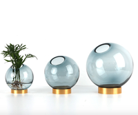 Vase en verre hydroponique doré, vase de style nordique avec bord métallique doré, décoration douce pour la maison, vente en gros, livraison directe