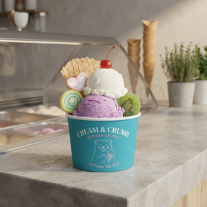 Factory OEM <b>Disposable</b> Food Grade 3oz 5oz 8oz 12oz Custom Logo Ice Cream Kraft Paper Bowl Frozen Yogurt <b>Cup</b> With Lid - Product Image 3
