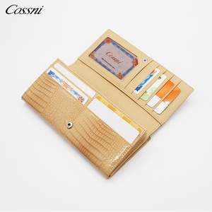 <span class=keywords><strong>Portafoglio</strong></span> Lungo da <span class=keywords><strong>Donna</strong></span> in <span class=keywords><strong>Pelle</strong></span> di Coccodrillo Verniciata di Alta Qualità, Impermeabile, con Protezione RFID e Fodera in Poliestere, Fatto a Mano - Product Image 1